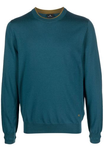 PS Paul Smith logo-embroidered merino sweatshirt - Blau