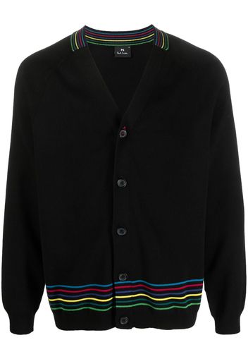 PS Paul Smith stripe-detail fine-knit cardigan - Schwarz