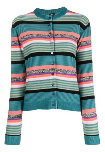 PS Paul Smith stripe-print organic-cotton cardigan - Blau