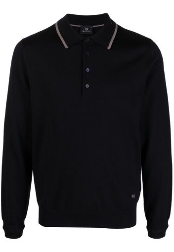 PS Paul Smith long-sleeve merino-wool polo shirt - Blau