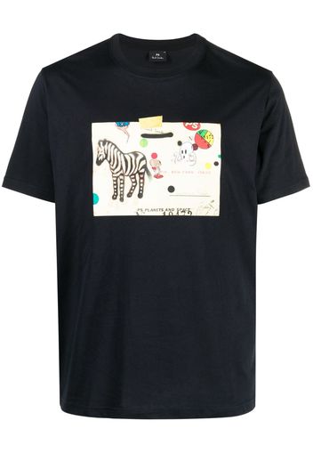 PS Paul Smith T-Shirt mit Zebra-Motiv - Blau