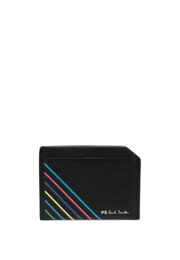 PS Paul Smith rainbow stripe-detail leather wallet - Schwarz