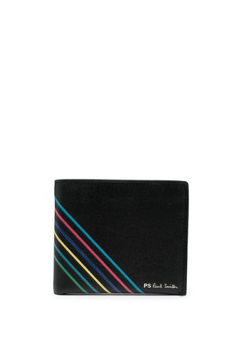 PS Paul Smith rainbow stripe-detail leather wallet - Schwarz