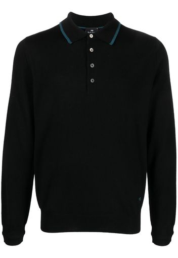 PS Paul Smith logo-embroidered merino polo shirt - Schwarz