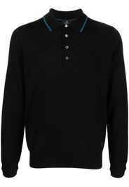 PS Paul Smith logo-embroidered merino polo shirt - Schwarz