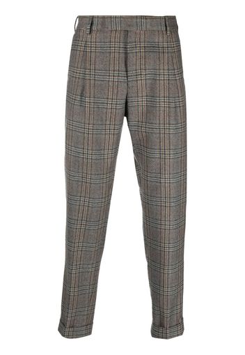 PT TORINO plaid-check cropped trousers - Braun