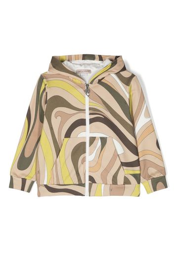 PUCCI Junior wave-print zip-up hoodie - Grün