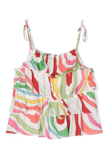 PUCCI Junior graphic-print tiered blouse - Weiß