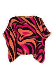 PUCCI Junior abstract-pattern virgin wool poncho - Rosa