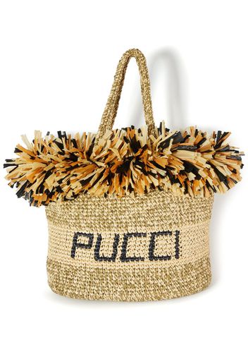 PUCCI logo-print woven tote - Nude