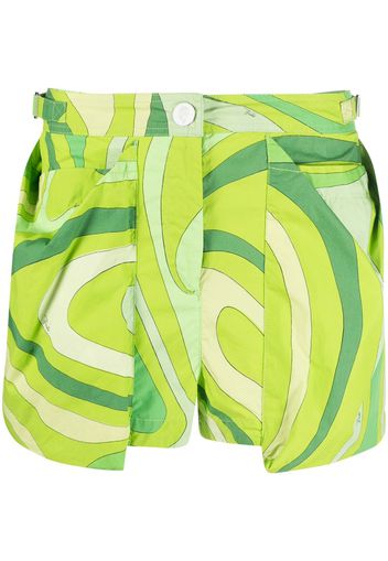 PUCCI swirl-print pouch-pockets cotton shorts - Grün