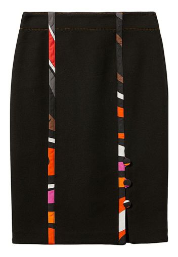 PUCCI high-waisted front-slit cotton skirt - Schwarz