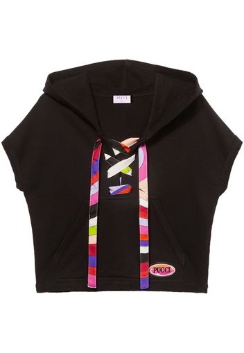 PUCCI logo-patch short-sleeve hoodie - Schwarz