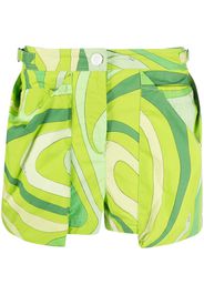 PUCCI swirl-print pouch-pockets cotton shorts - Grün