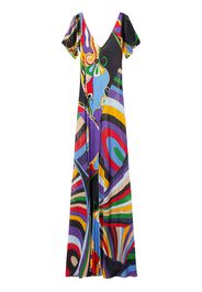PUCCI Maxikleid mit Orchidee and Iride-Print - Schwarz