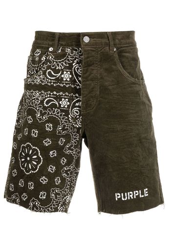 Purple Brand Olivia bandana-print corduroy shorts - Grün