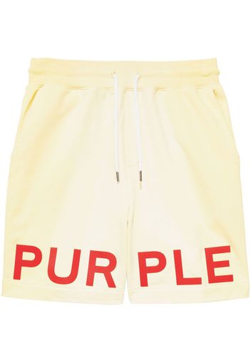 Purple Brand Jumbo logo-print sweat shorts - Gelb