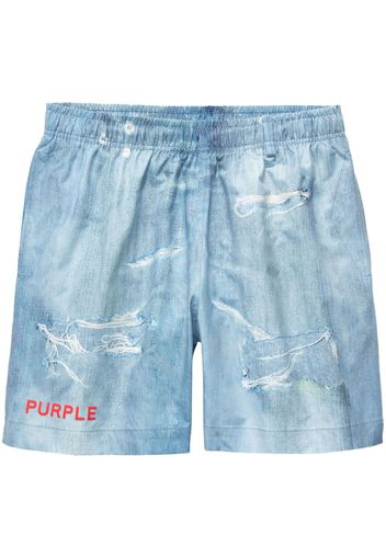 Purple Brand Jeans-Shorts in Distressed-Optik - Blau