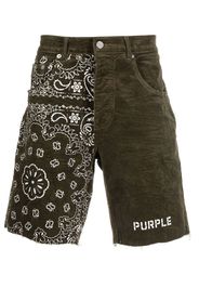 Purple Brand Olivia bandana-print corduroy shorts - Grün