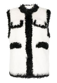 pushBUTTON contrast-trim faux-fur gilet - Weiß