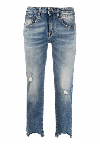 R13 Cropped-Jeans im Distressed-Look - Blau
