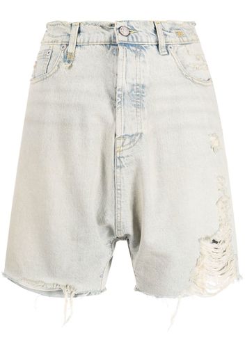 R13 distressed boyfriend-cut shorts - Blau