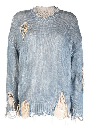 R13 distressed crew-neck jumper - Blau