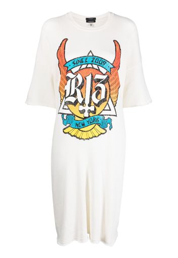 R13 logo-print T-shirt dress - Nude