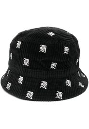 R13 all-over embroidered-logo bucket hat - Schwarz