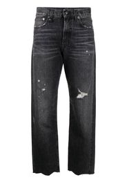 R13 Cropped-Jeans in Distressed-Optik - Schwarz