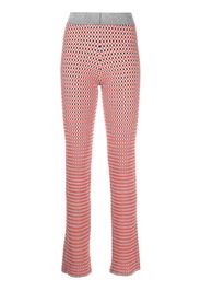Rabanne check-pattern ribbed-knit trousers - Orange