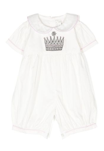 Rachel Riley crown-embroidered cotton romper - Weiß