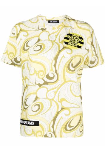 Raf Simons T-Shirt mit abstraktem Print - Gelb