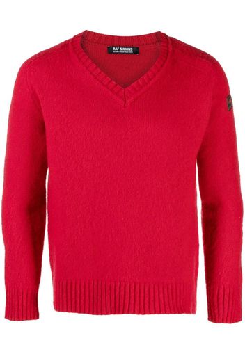 Raf Simons V-neck knitted jumper - Rot