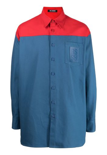 Raf Simons panelled long-sleeve shirt - Blau