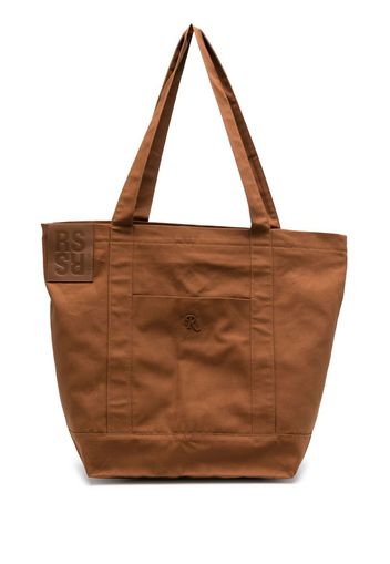 Raf Simons logo-plaque cotton tote bag - Braun