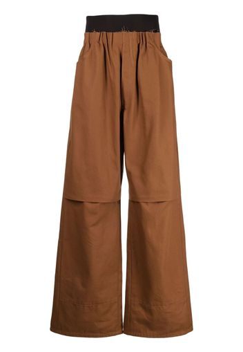 Raf Simons Weite Hose mit gerafftem Bund - Braun