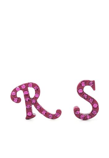 Raf Simons logo-lettering stud earrings - Rosa