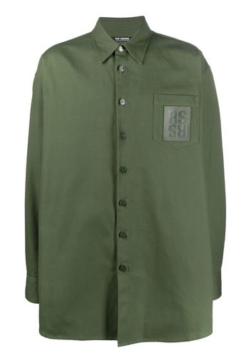 Raf Simons Oversized logo-patch cotton shirt - Grün