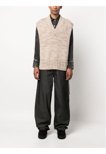 Raf Simons wide-leg cotton-blend trousers - Schwarz