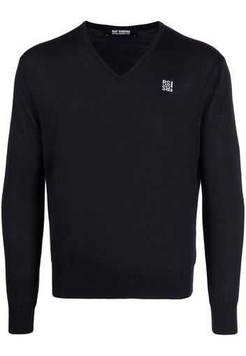 Raf Simons embroidered-logo merino wool jumper - Schwarz