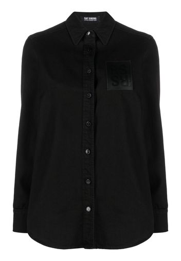 Raf Simons logo-patch cotton shirt - Schwarz