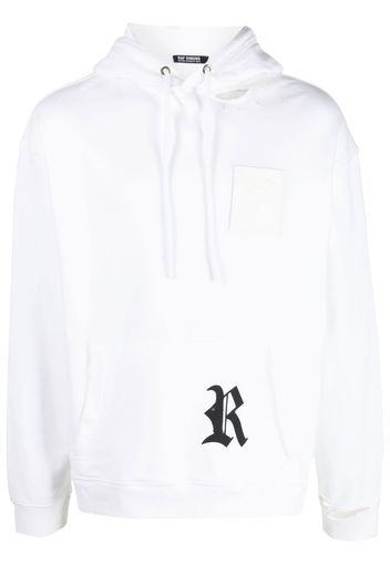 Raf Simons logo patch and print hoodie - Weiß