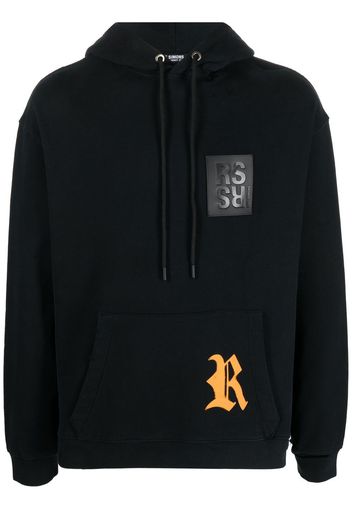 Raf Simons logo patch and print hoodie - Schwarz