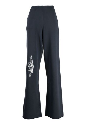 Raf Simons Hand Sign-print flared track pants - Blau