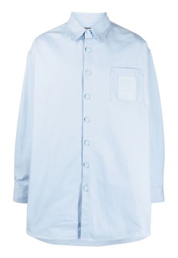 Raf Simons logo-patch long-sleeve shirt - Blau