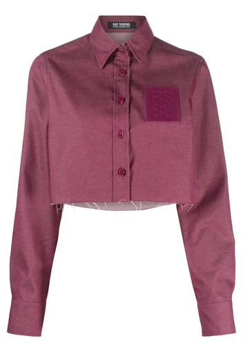 Raf Simons cropped logo-patch shirt - Rot