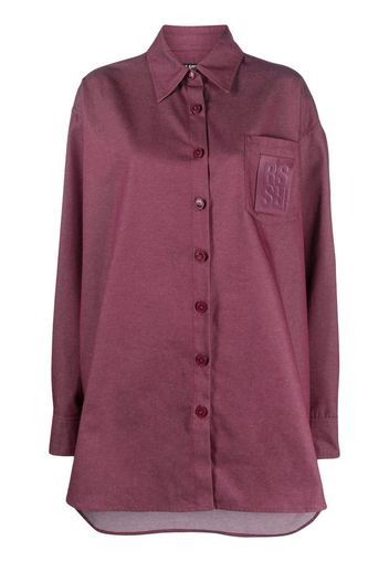 Raf Simons logo-patch oversized shirt - Rot