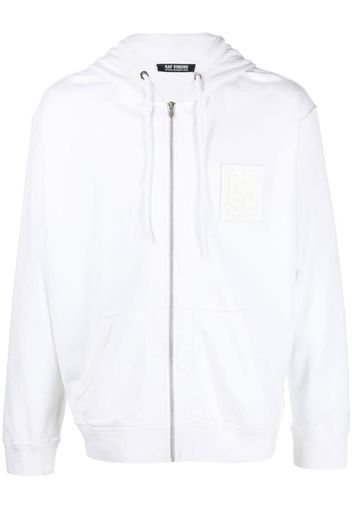 Raf Simons logo-patch zip-up hoodie - Weiß