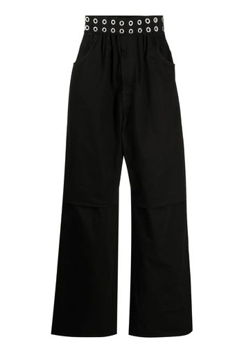 Raf Simons eyelet-detail wide-leg trousers - Schwarz